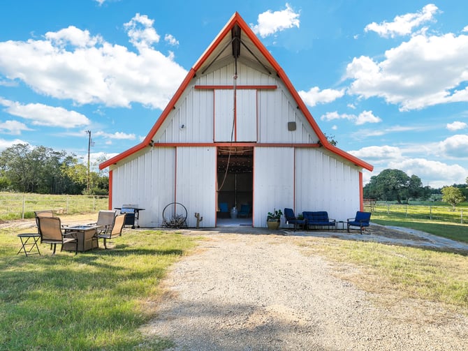 Box 3 casita barn exterior with outdoor seating