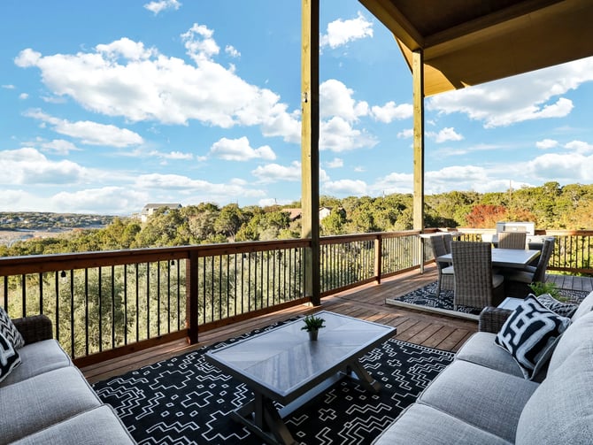 Lake House deck with canyon lake view